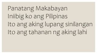 tawag sa lupang sinilangan answer|Lupang Hinirang and Panatang Makabayan .